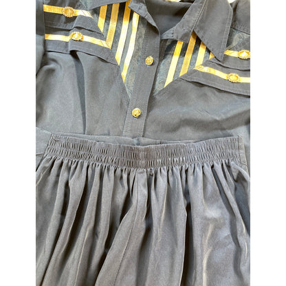 Vintage 80's Rio Woman’s Navy Captains Blouse Pant Suit Sailor Set Small