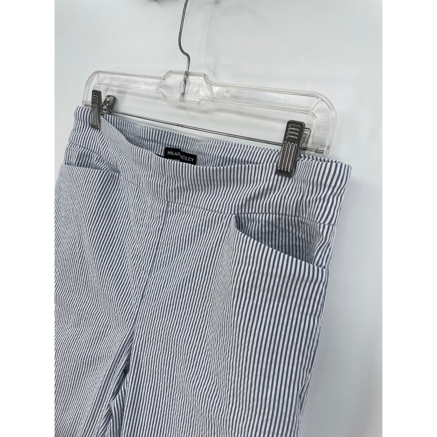 Hilary Radley Womans White Blue Stripe Ankle Pull On Pants Med