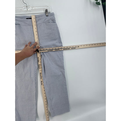 Hilary Radley Womans White Blue Stripe Ankle Pull On Pants Med