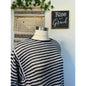 Eileen Fisher Womans Round Neck Stripped Organic Linen Loose Fit Top Large