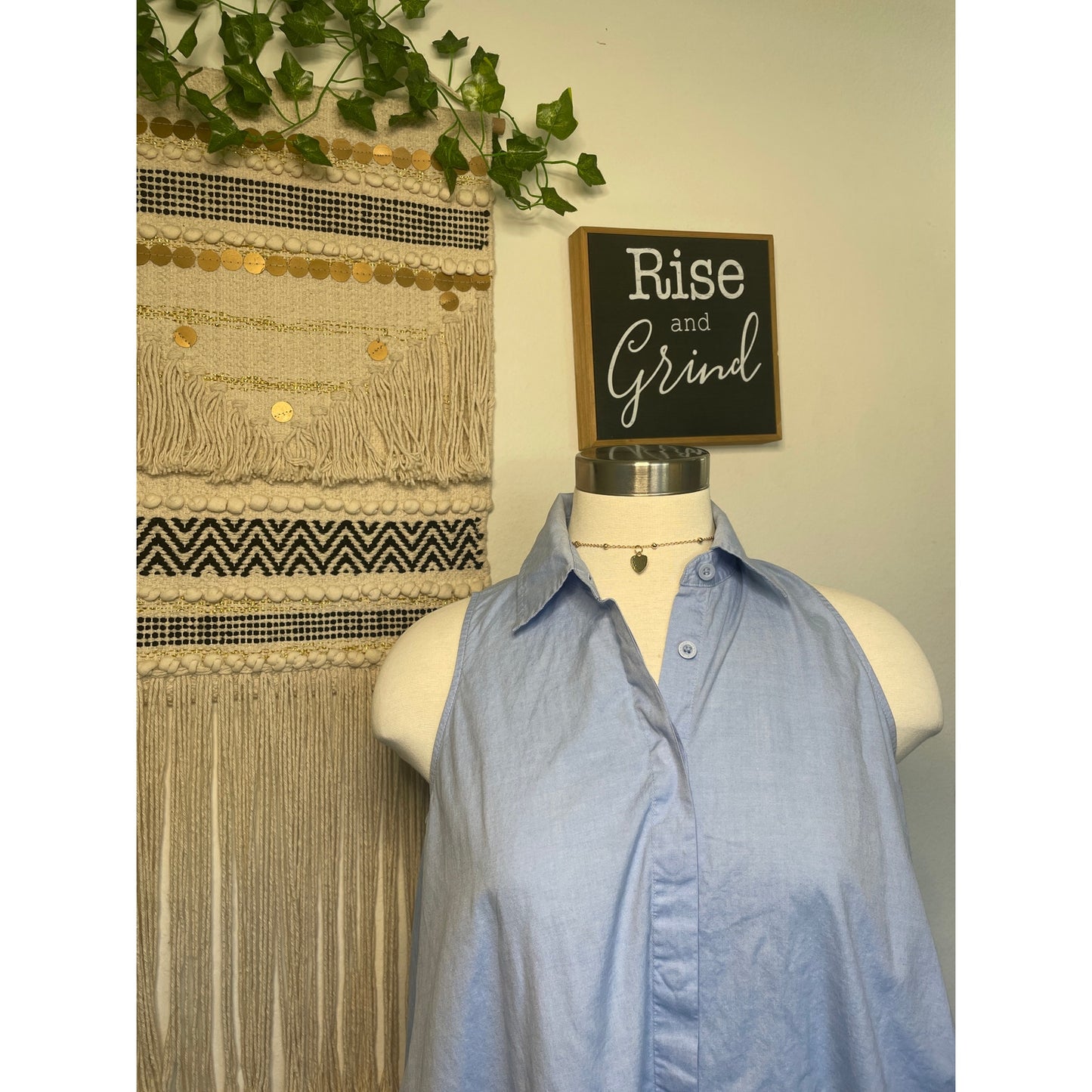 Rebecca Mincoff Cotton Sky Blue Button Up Shirt Dress XS
