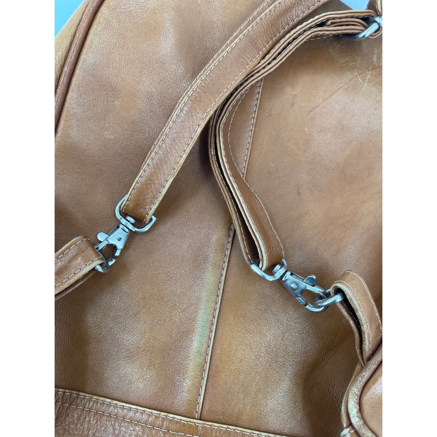 Piel Genuine Leather 2 Pocket Sling Back Pack Honey Color