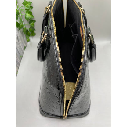 Louis Vuitton Black Patton Leather Vernis Alma GM Noir Magnetique Designer Bag