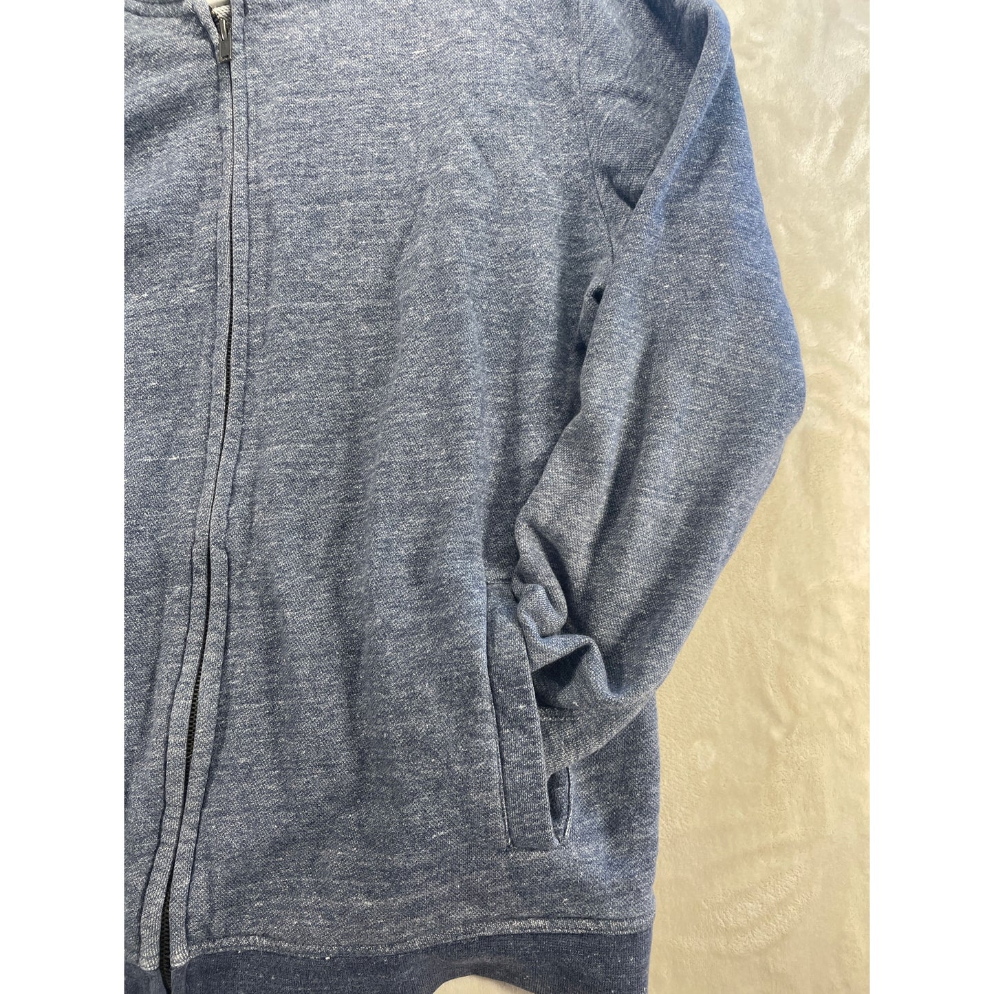 Everlane Mens Hooded Zip Up Heather Blue Sweater XL
