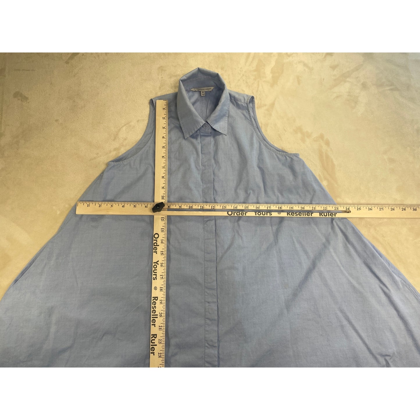 Rebecca Mincoff Cotton Sky Blue Button Up Shirt Dress XS