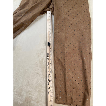 Vintage Caramel Studded Set Satin Lined Bomber Jacket Stretch Pant Suit M