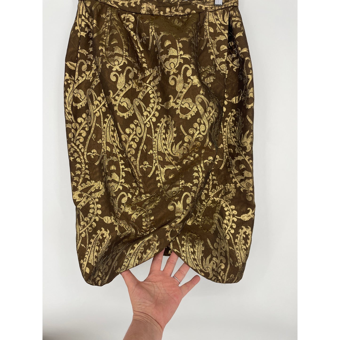 Vintage 1980s Victor Costa for Neiman Marcus Blazer & Skirt Brown Gold Suit
