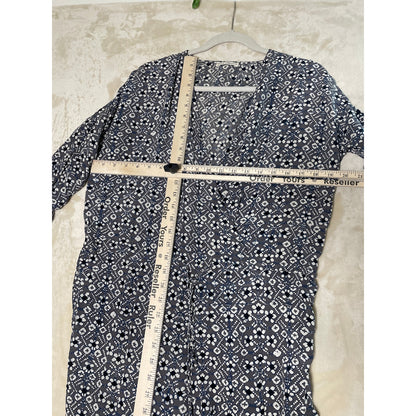 Ulla Johnson Woman’s Plus Size 4 Blue & Grey Long Sleeve Silk Jumper