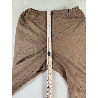 Vintage Caramel Studded Set Satin Lined Bomber Jacket Stretch Pant Suit M