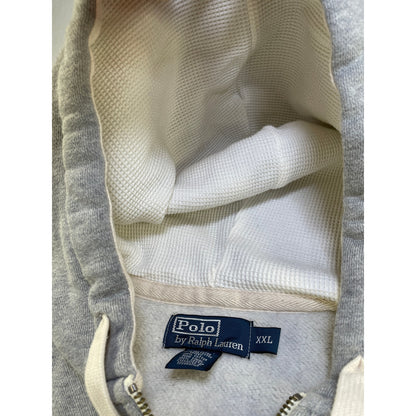 POLO RALPH LAUREN Vintage Stone Grey Full Zip Men’s Thermal Lined Hoodie Sweater XXL