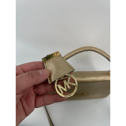 Michael Kors Metalic Gold Small Ava Satchel Crossbody Saffiano Leather Handbag