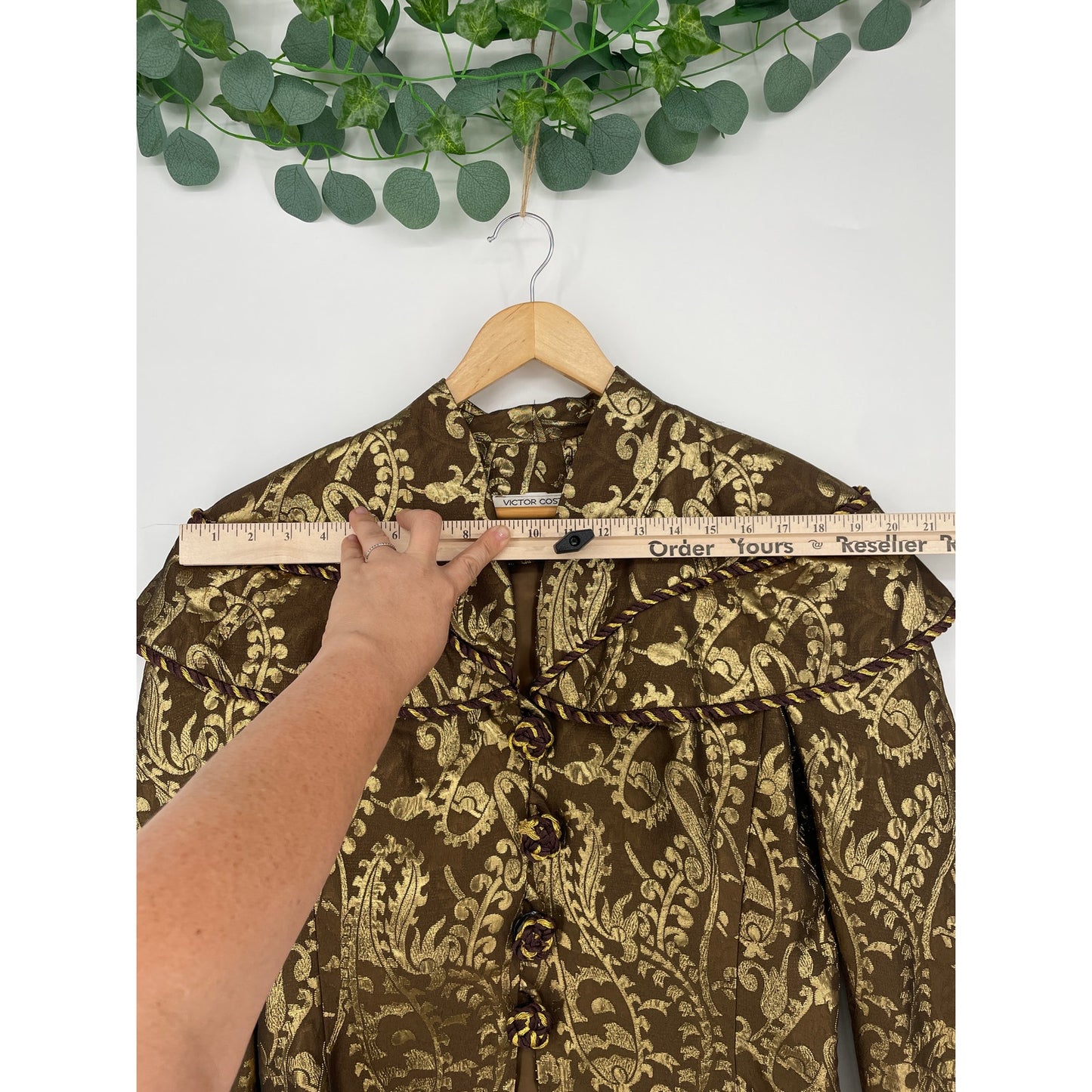 Vintage 1980s Victor Costa for Neiman Marcus Blazer & Skirt Brown Gold Suit