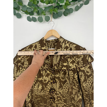 Vintage 1980s Victor Costa for Neiman Marcus Blazer & Skirt Brown Gold Suit