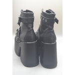 Demonia Platform Black Boots Belt Straps Zipper NWOT SZ 8