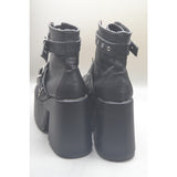 Demonia Platform Black Boots Belt Straps Zipper NWOT SZ 8