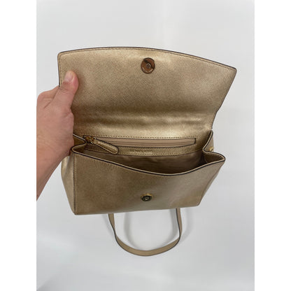 Michael Kors Metalic Gold Small Ava Satchel Crossbody Saffiano Leather Handbag