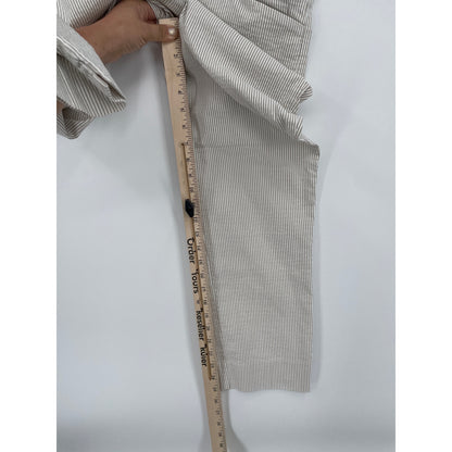 Hilary Radley Womans White Tan Stripe Ankle Pull On Pants Med