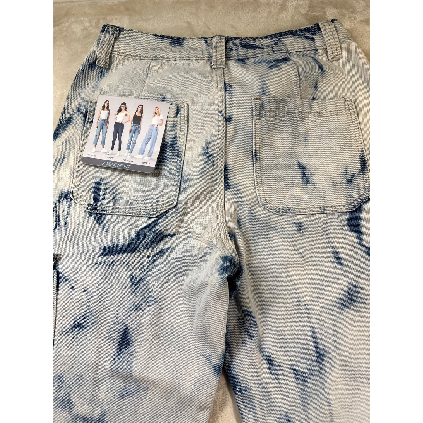 Simple Society NWT Acid Super High Rise Baggy Fit Cargo Woman Pants 11/30