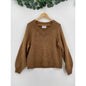 Old Navy Womans Brown Cozy Cropped Petite V-Neck Knit Sweater Med