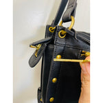 Fossil Black Leather Purse Double Straps Brass Studs