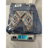 Zenim Denim Western Clear Stones Embroidered Back Pockets Slight Flared Mid Rise Jeans SZ 14