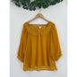 Xhilaration Yellow Lined Blouse With Sheer Open Sleeves XXL