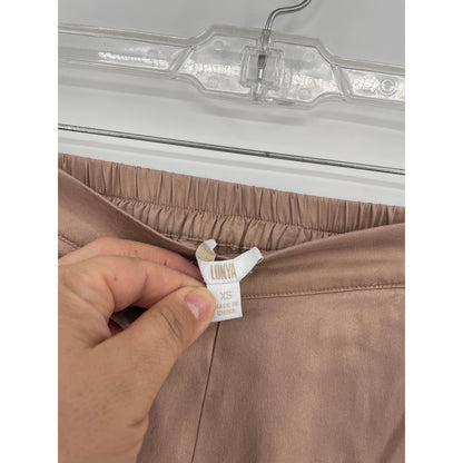 Lunya %100 Silk Pajama Neutral Nude 2 Piece Set Top and Bottom XS