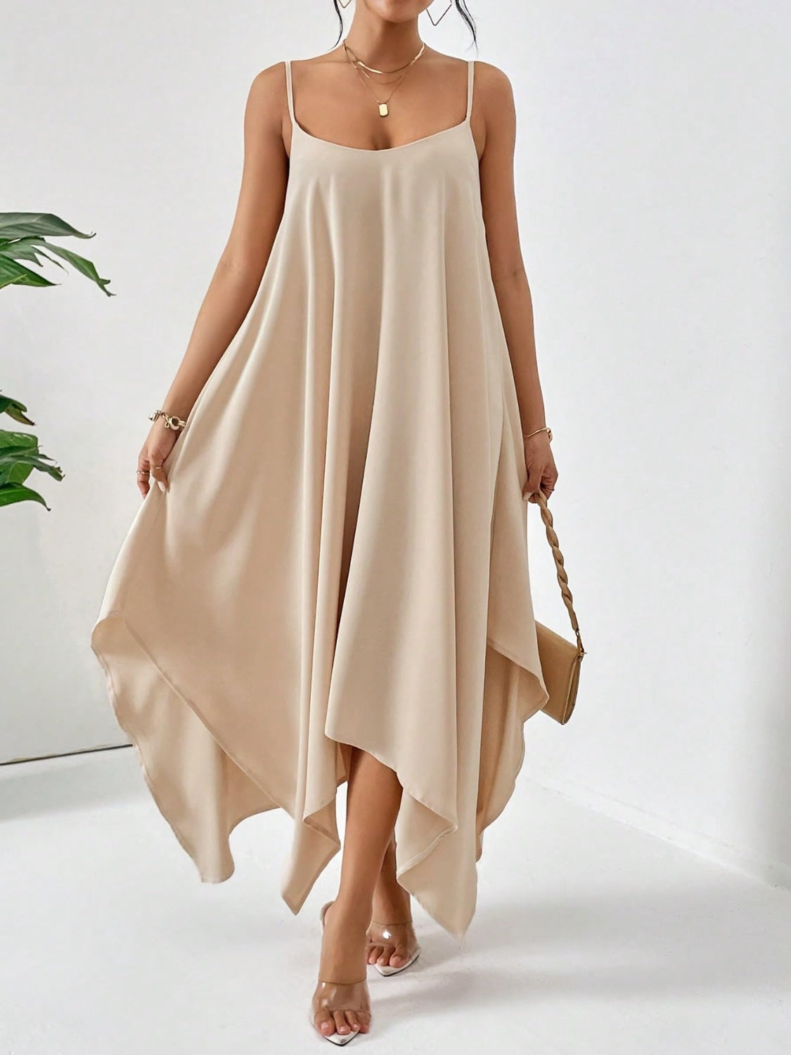 Woman's Style Collection Scoop Neck Midi Cami Dress