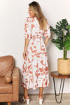 Woman's Styled Collection Printed Surplice Balloon Sleeve Dress