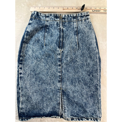 80's Preppy Glam Acid Wash Style Vintage Denim Skirt Size 7