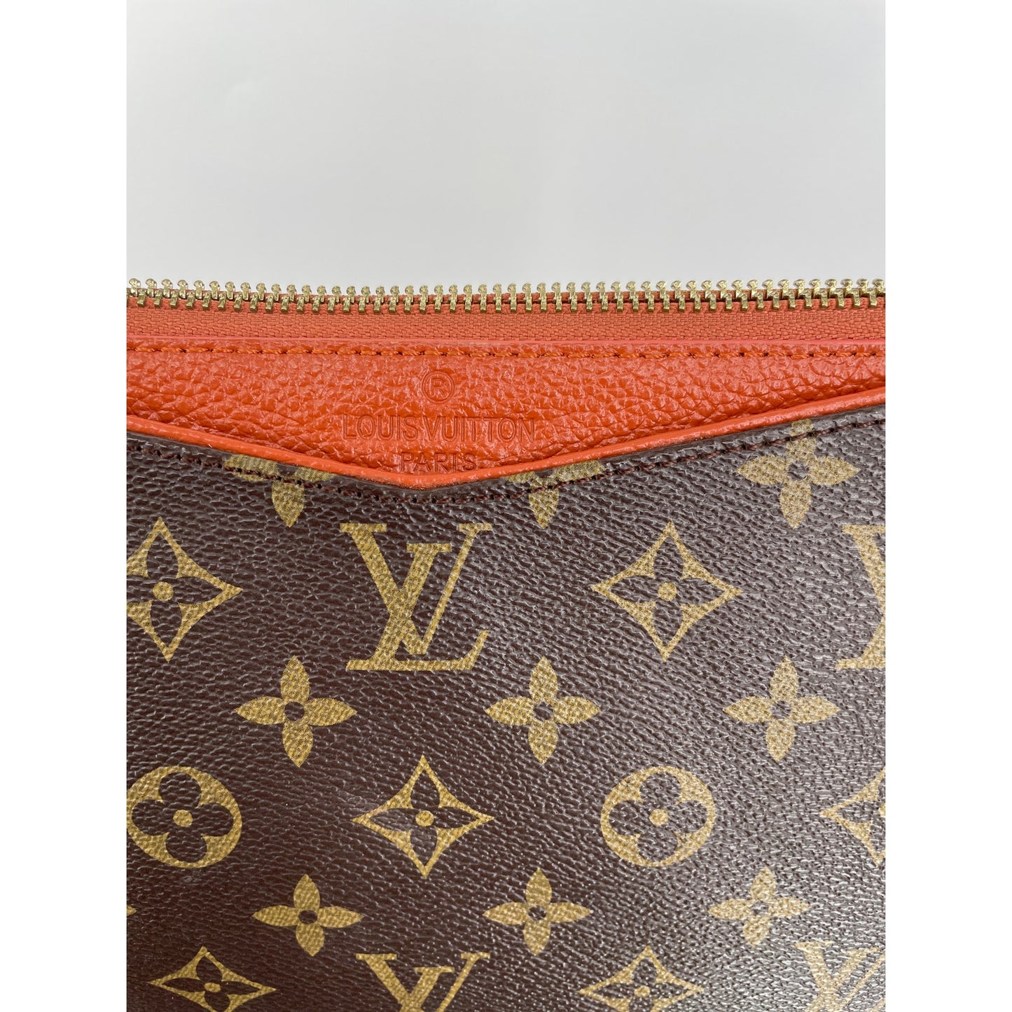 Louis Vuitton Monogram Brown & Orange Daily Pouch *missing zipper