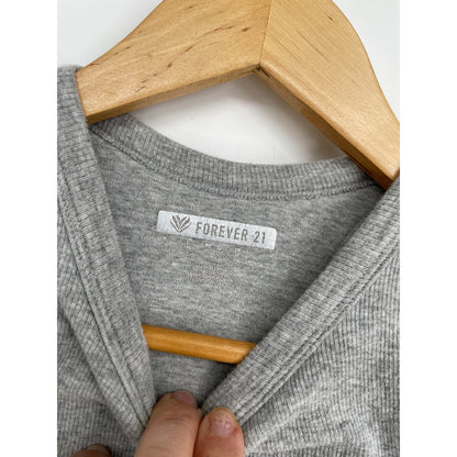 Y2K Forever 21 Womans Grey Ribbed Crop Tank Large