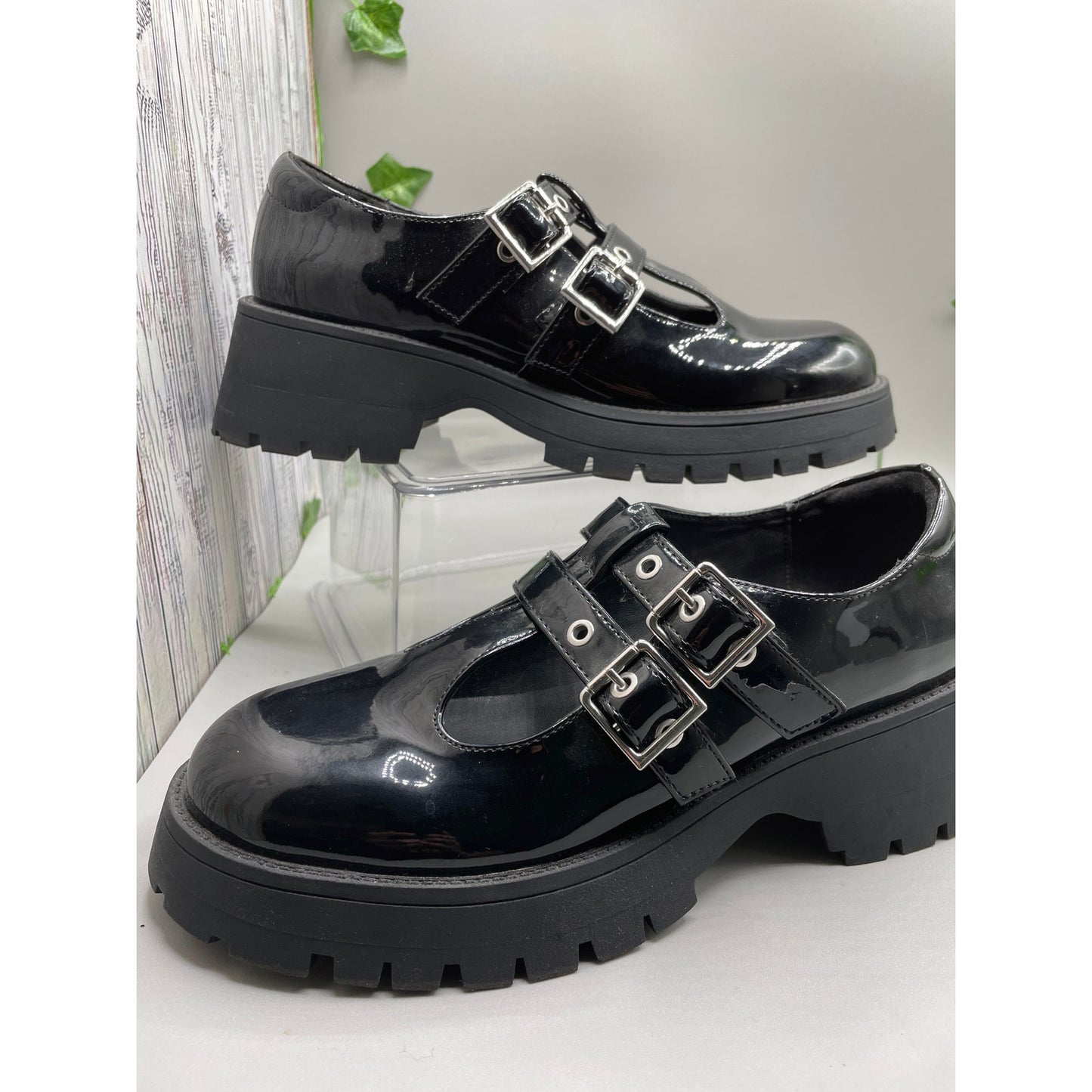 NEW Forever 21 Y2K Black Patton Leather MaryJane Babydoll Loafer 7