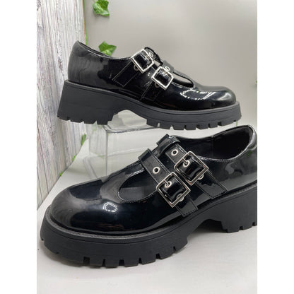 NEW Forever 21 Y2K Black Patton Leather MaryJane Babydoll Loafer 7