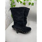 Micheal Kors Silver Studded Suede Faux Fur Lined Black Pull-On Clog Boots Size 6 Med