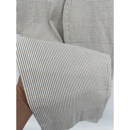Hilary Radley Womans White Tan Stripe Ankle Pull On Pants Med