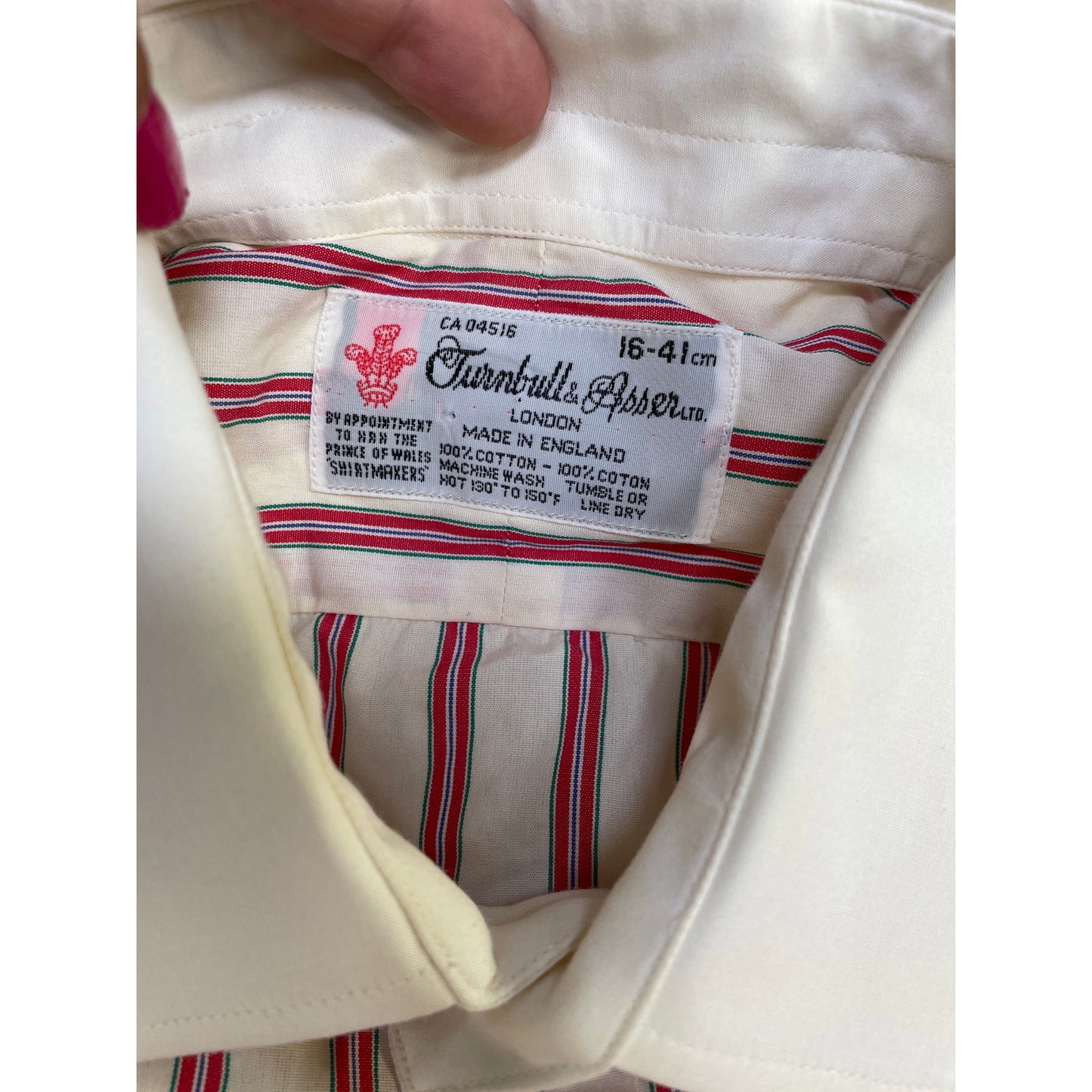 Vintage Turnbulls & Asser ltd %100 Cotton Made in England Mens Dress Stripped Shirt 16/41cm