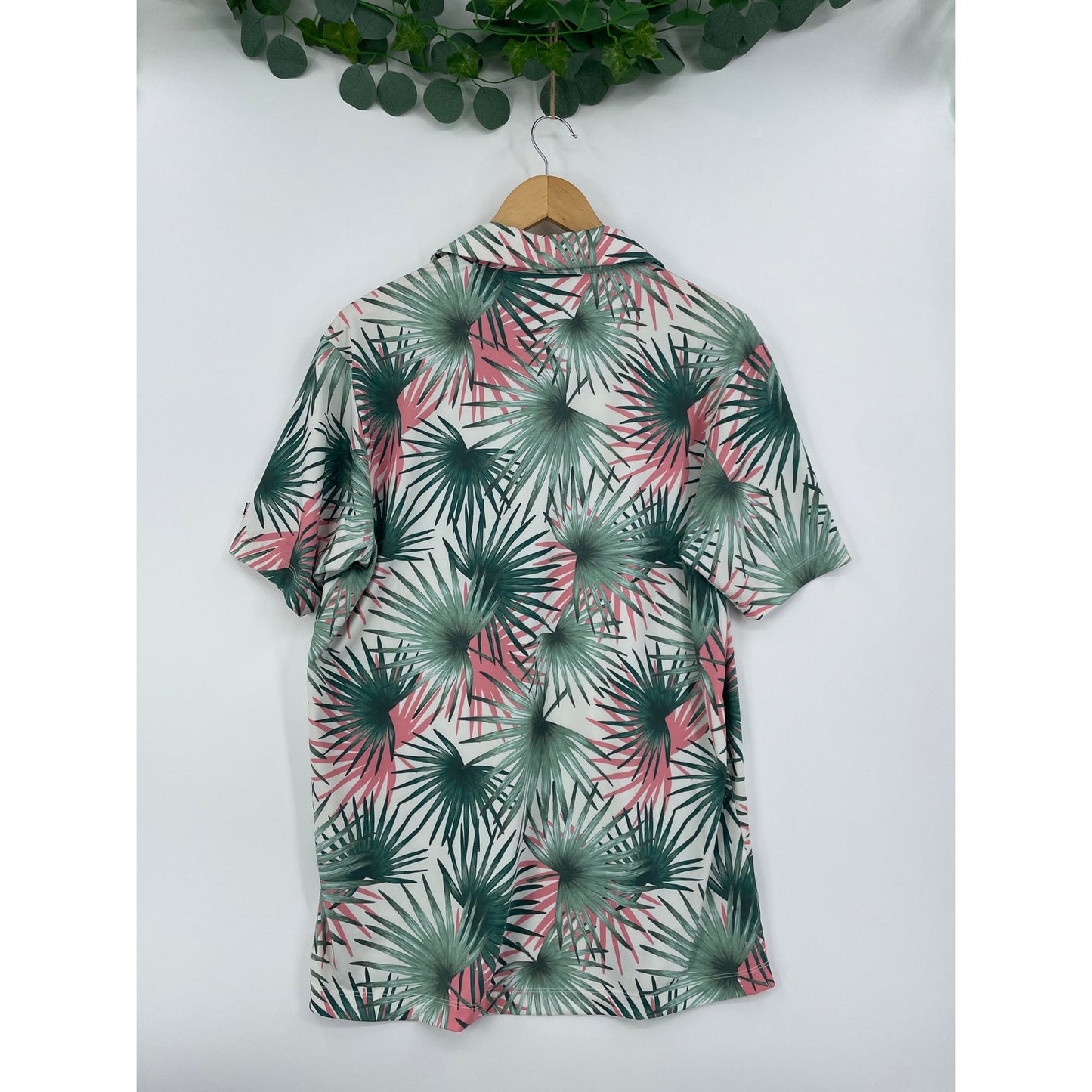 Bad Birdie Mens Multicolor Palm Floral Golf Performance Stretch Medium Polo