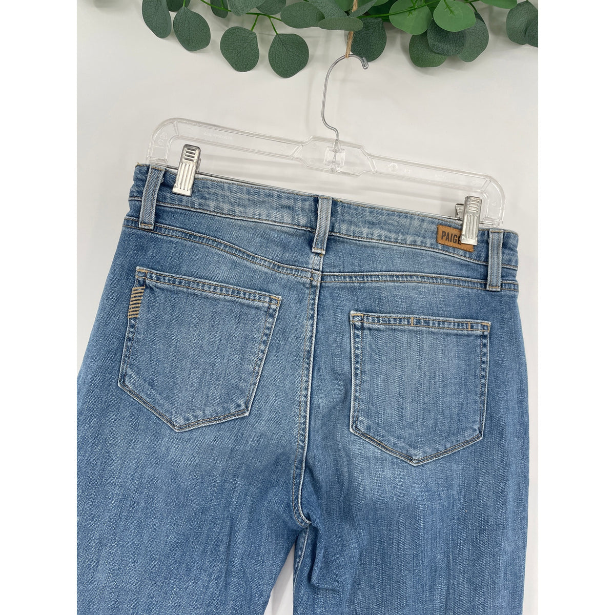 Paige Medium Wash Carter Slim Mid Rise Straight Leg Denim Jeans Size 28