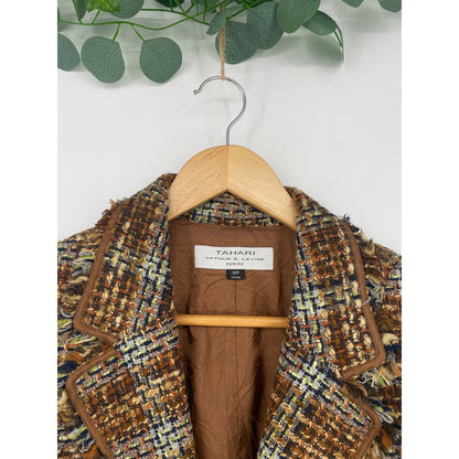 Tahari Brown Tweed Boucle Womans Lined Blazer Jacket 12P