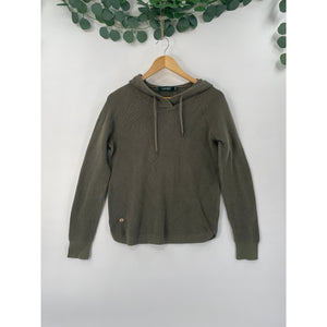 Lauren Ralph Lauren LRL Olive Green Waffle Knit Hoodie Pullover Hoodie Sweater Medium
