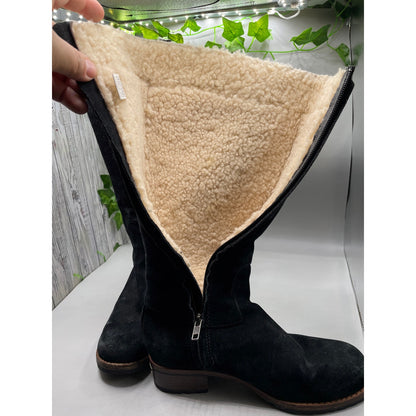 UGG Broome Suede Tall Sherpa Lined Zipper Shearling Boots Size 7