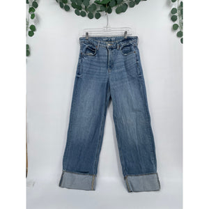 Old Navy Woman Retro Y2K Style Extra High Rise Wide Leg Cuffed Drapey Denim Size 10