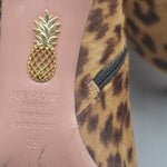 Aquazzura Fierenze Vero Cuoio Womans Leopard Pump Boot Calf Hair SZ 39
