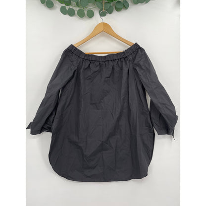 NWOT TIBI Black Off the Shoulder 100% Cotton Size 2 Blouse