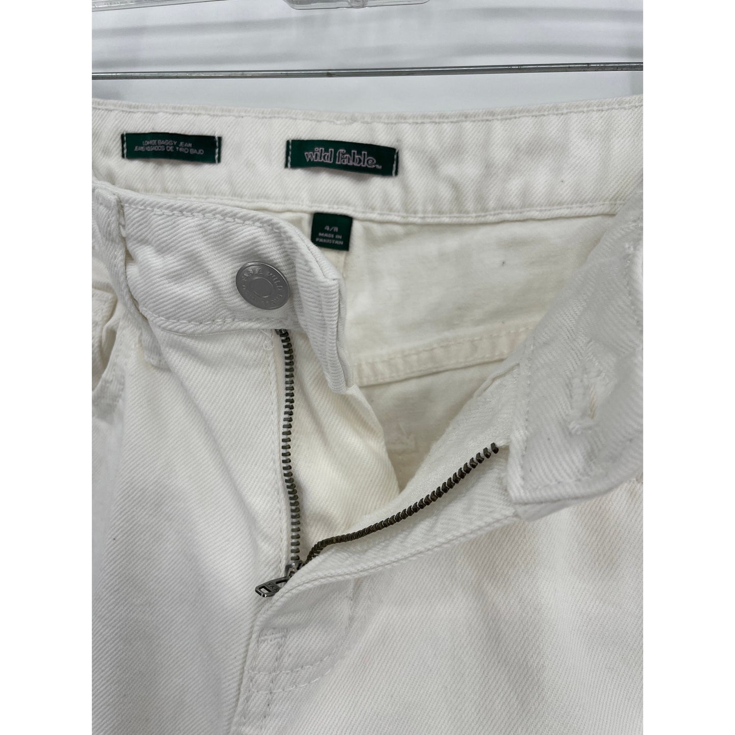 Wild Fable Off White Low Rise Baggy Wide Leg Zipper Denim Jeans Size 4/R