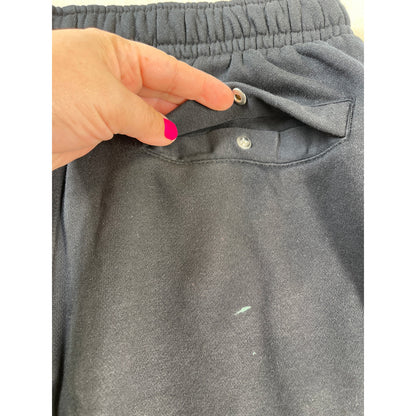 Nike Black Mens Fleece Sweat Pant Short Large White Swish S