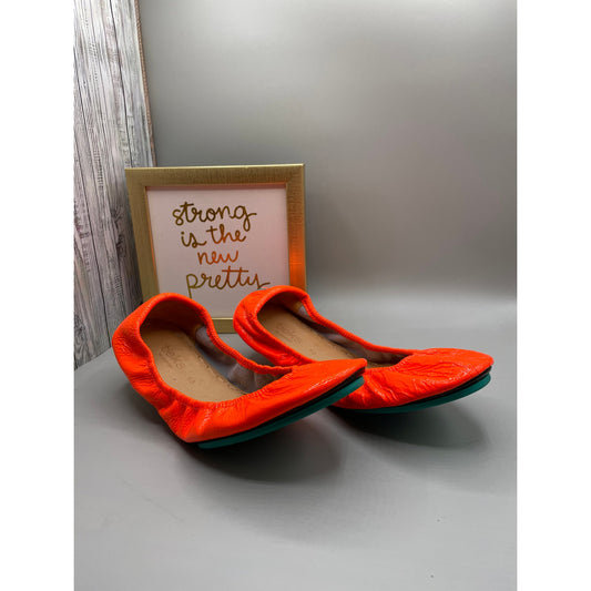 Tieks by Gavrieli Neon Orange Leather Folding Ballet Womans Flats 10