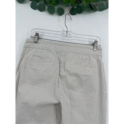Hilary Radley Womans White Tan Stripe Ankle Pull On Pants Med
