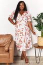 Woman's Styled Collection Printed Surplice Balloon Sleeve Dress